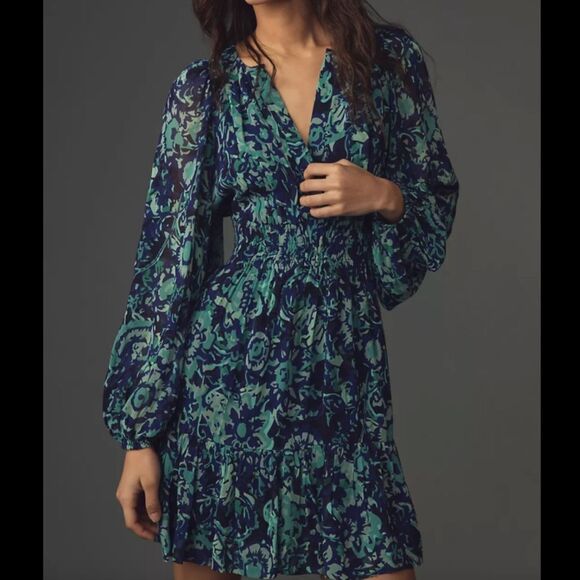 Anthropologie The Somerset Floral Print Mini Dress - Picture 1 of 5